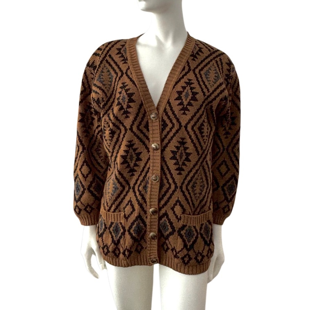 Vintage St. Michael Wool Blend Print Cardigan